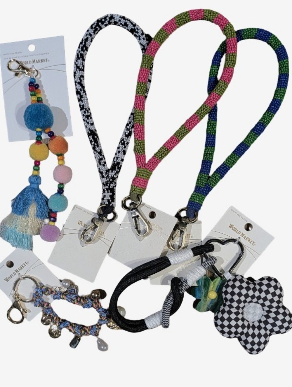 World Market Bag Charm/ Keychain 6pc Lot